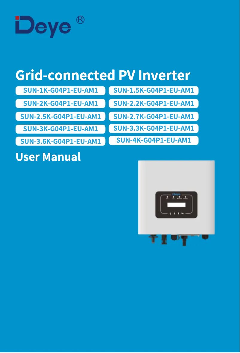 Imagen de la primera página del manual del dispositivo SUN-1.5K-G04P1-EU-AM1