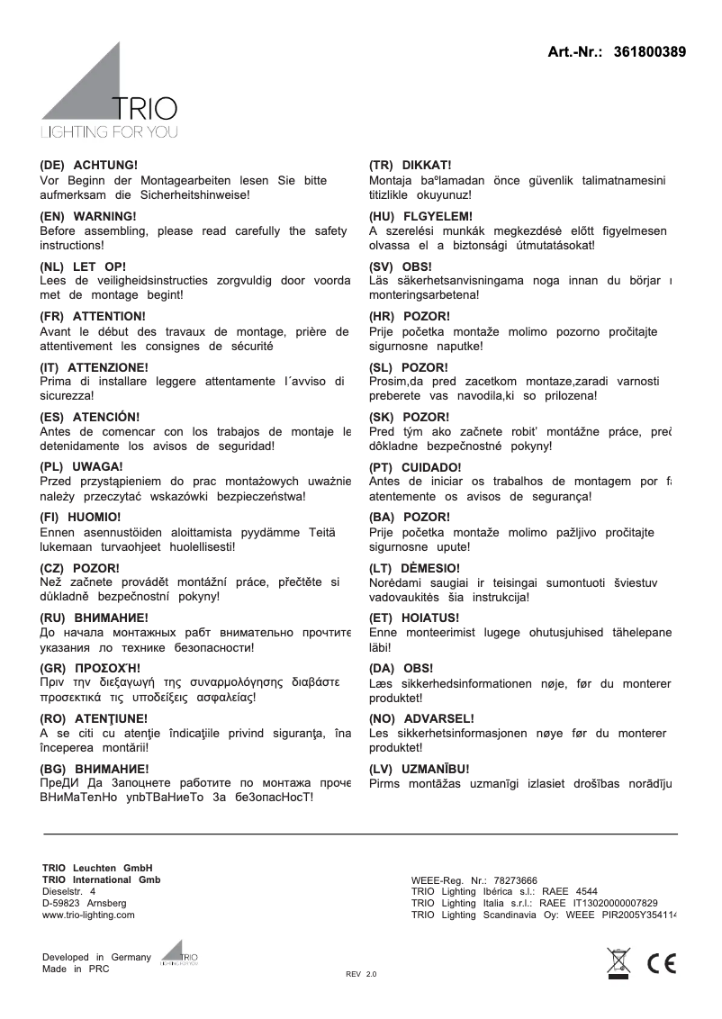 Imagen de la primera página del manual del dispositivo Manila 361800389