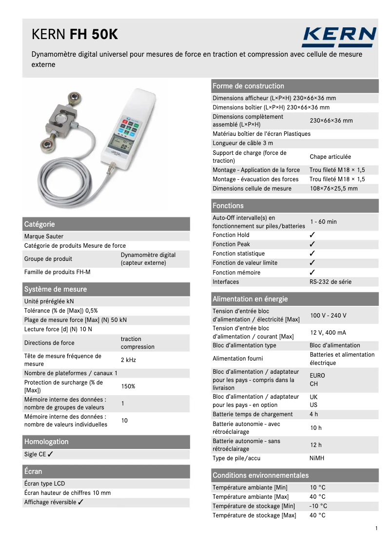 Imagen de la primera página del manual del dispositivo FH 50K