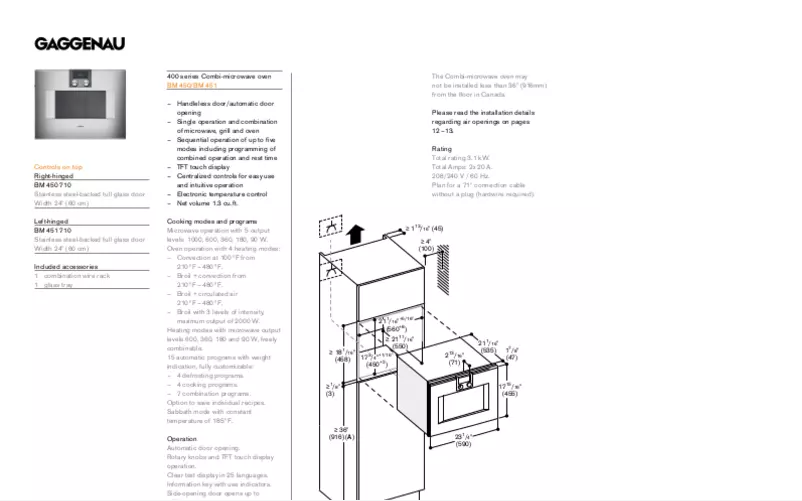 Página 1 del manual Ficha técnica Gaggenau BM450710