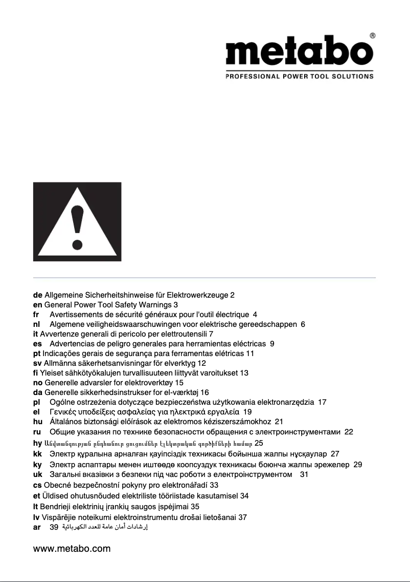 Página nº 1 - Instrucciones de seguridad Metabo STE 100 Quick
