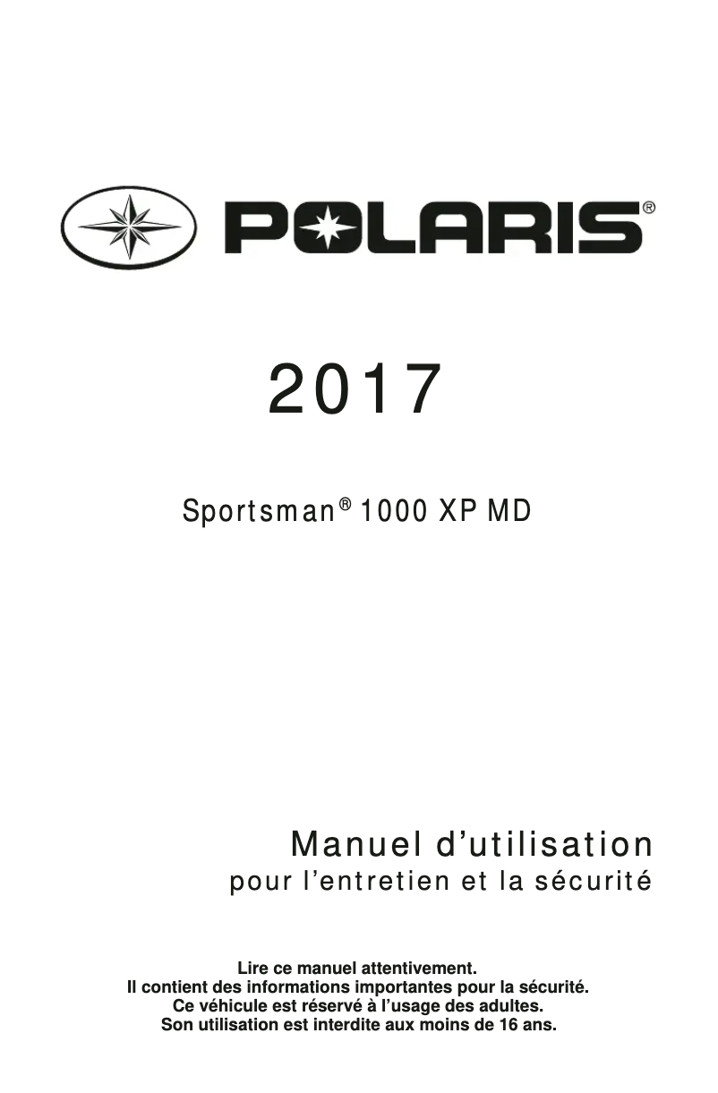 Página 1 del manual Manual de usuario Polaris Sportsman 1000 XP MD (2017)