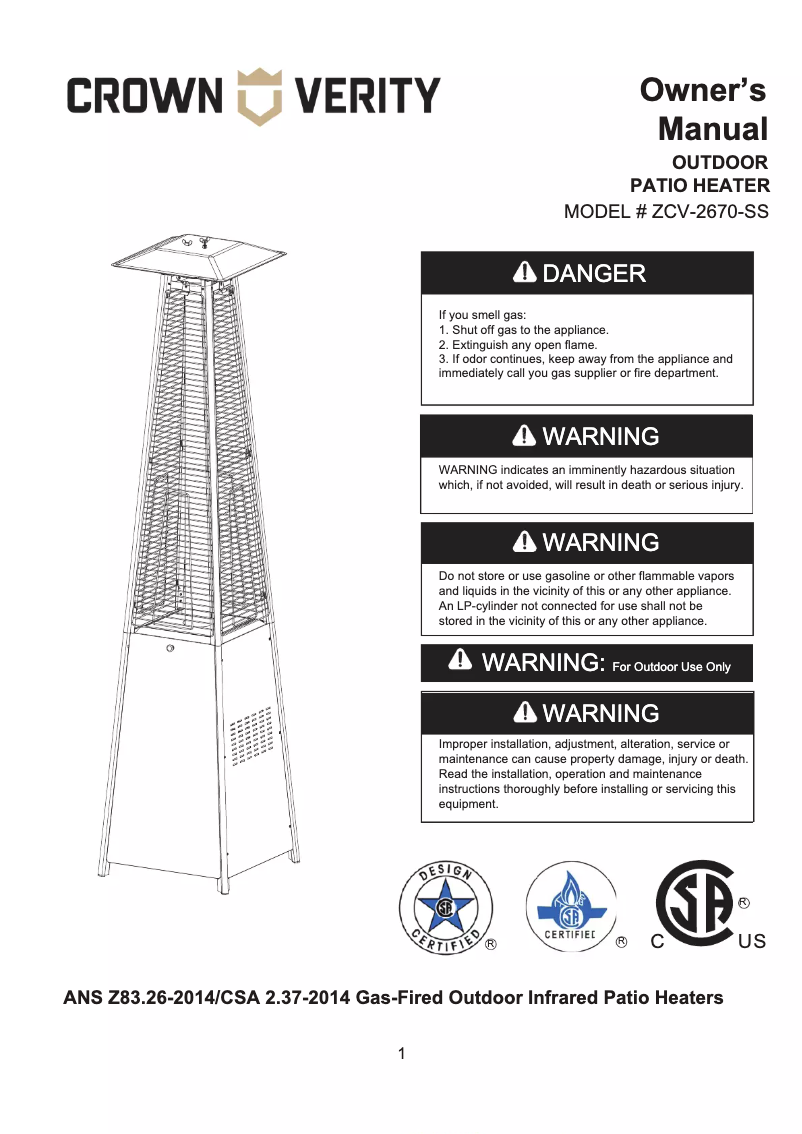 Página 1 del manual Manual de usuario Crown Verity ZCV-2670-SS