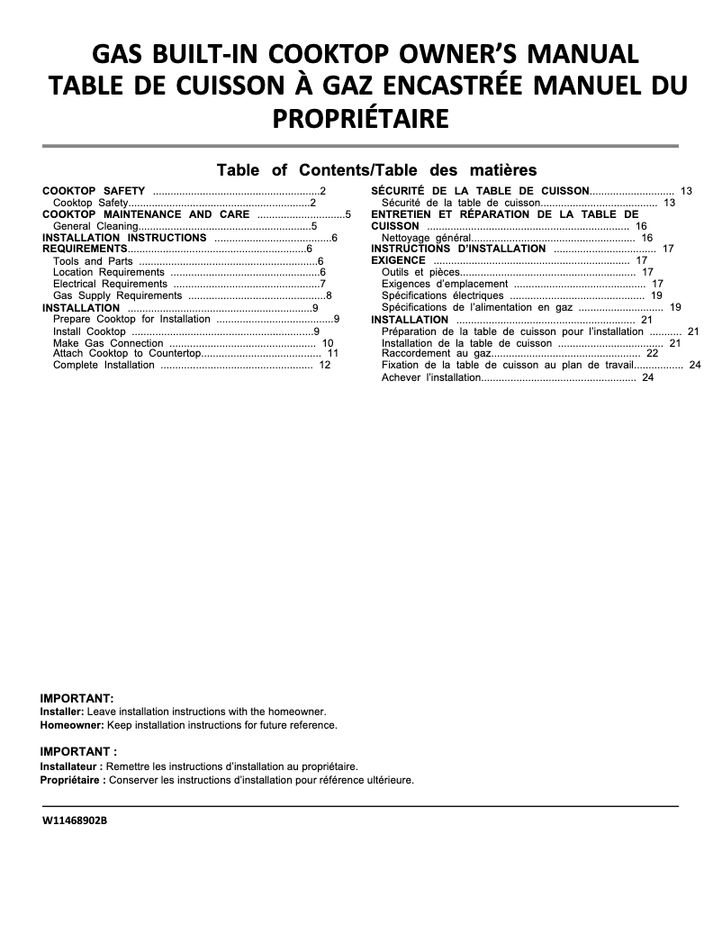 Página 1 del manual Manual de usuario Whirlpool W3CG3014XB