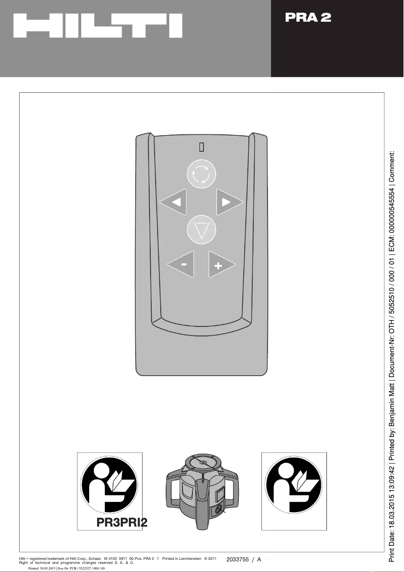 Imagen de la primera página del manual del dispositivo PRA 2