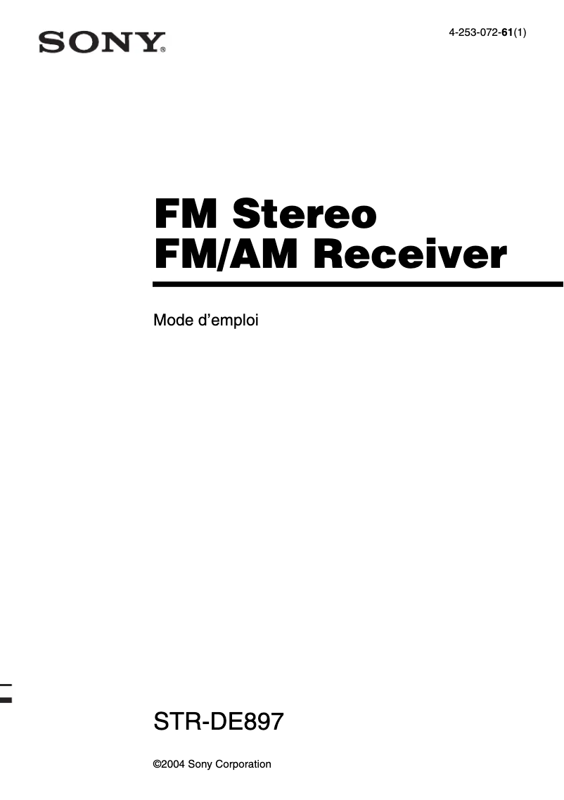 Página 1 del manual Manual de usuario Sony STR-DE897