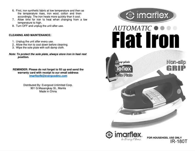 Página 1 del manual Manual de usuario Imarflex IR-180T