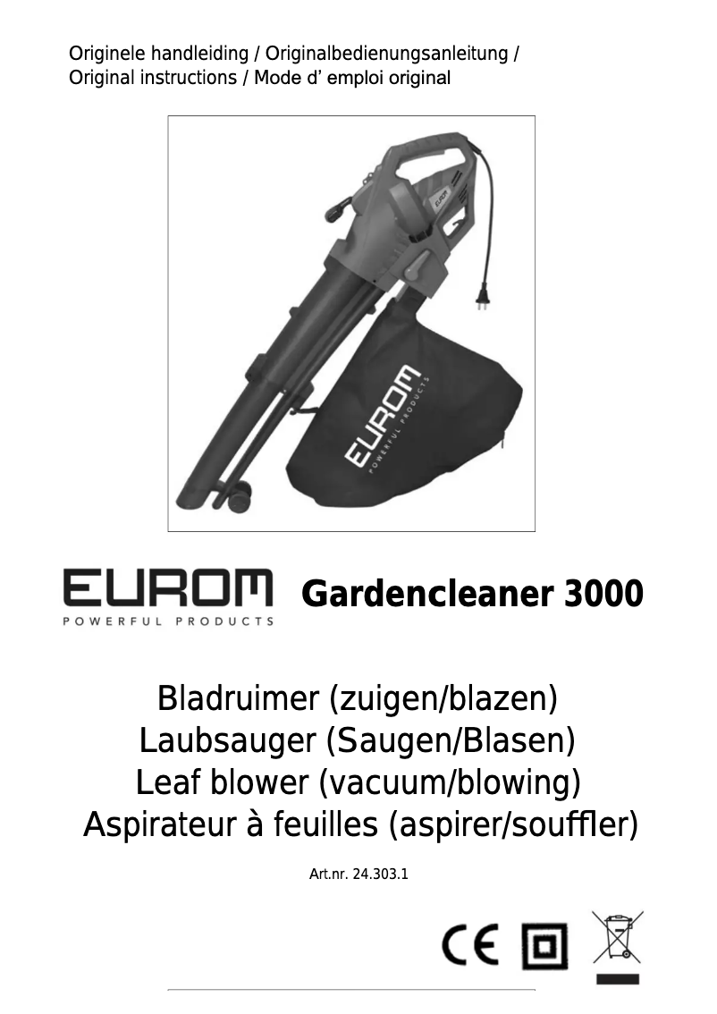 Imagen de la primera página del manual del dispositivo Gardencleaner 3000