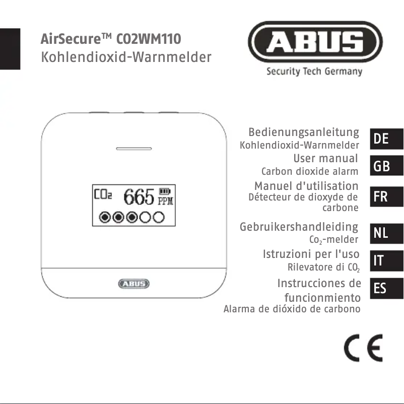 Imagen de la primera página del manual del dispositivo AirSecure CO2WM110