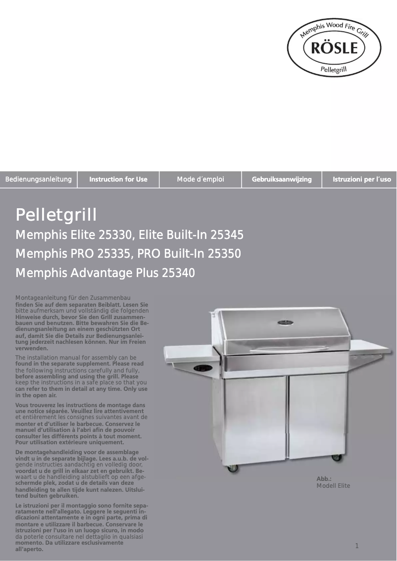 Página 1 del manual Manual de usuario Rösle Memphis Elite