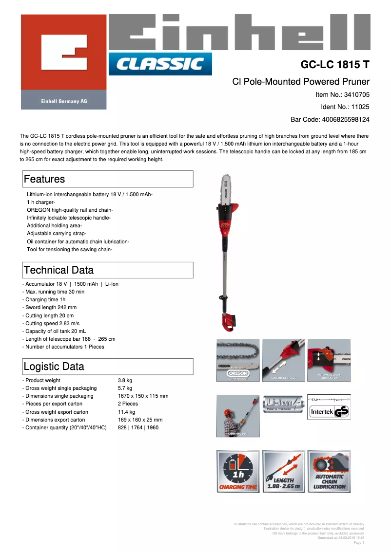 Imagen de la primera página del manual del dispositivo GC-LC 1815 T