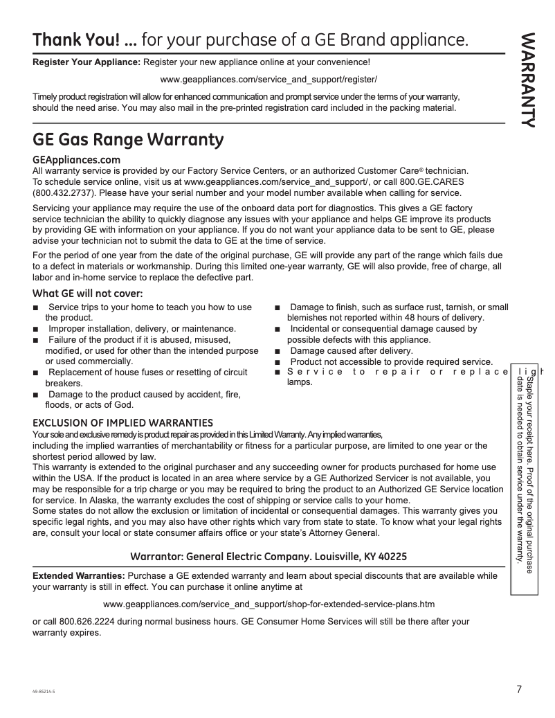 Imagen de la primera página del manual del dispositivo JGB635DEKWW