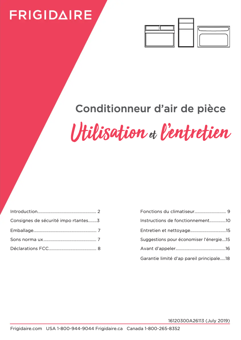 Página nº 1 - Manual de usuario Frigidaire FHWW083WBE