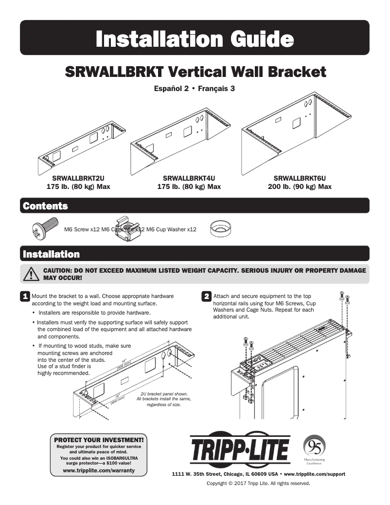Página nº 1 - Manual de usuario Tripp Lite SmartRack SRWALLBRKT4U