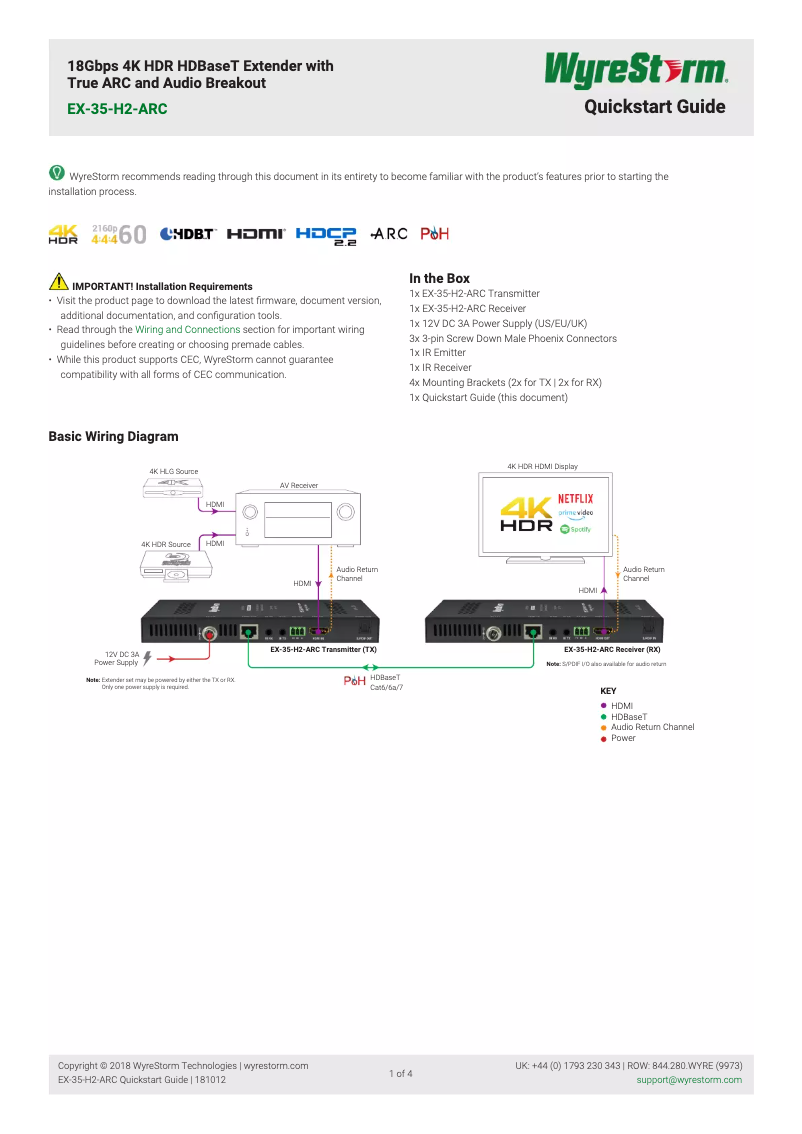 Página 1 del manual Manual de usuario WyreStorm EX-35-H2-ARC