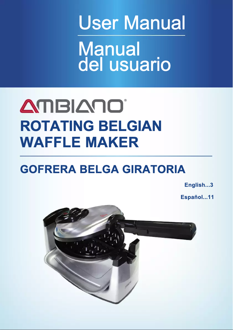 Imagen de la primera página del manual del dispositivo Rotating Belgian Waffle Maker SW-087A