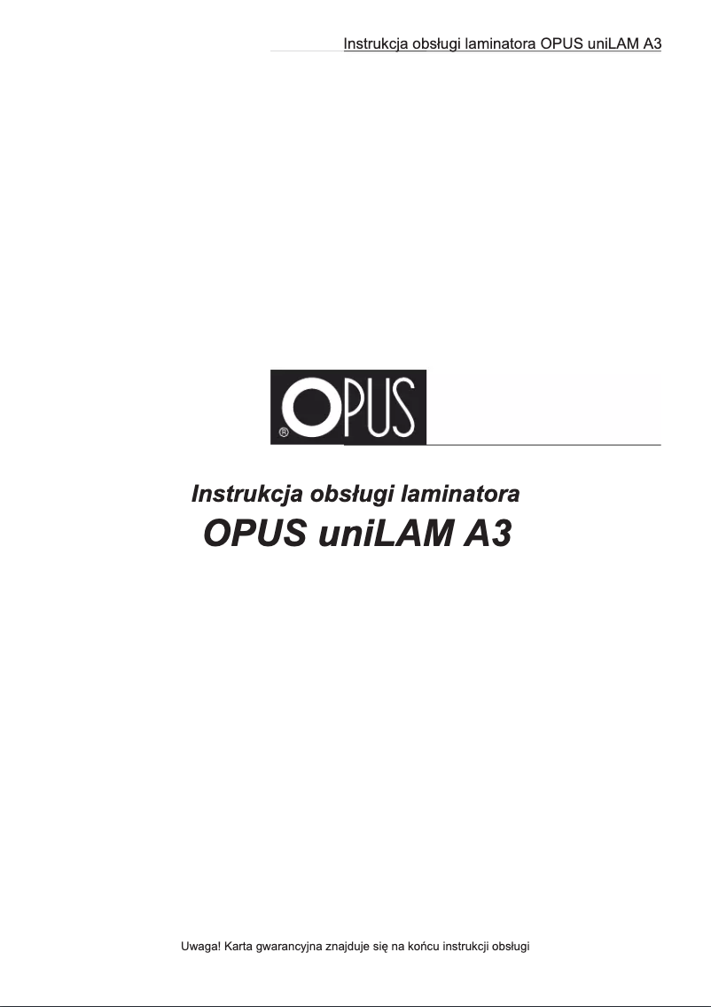 Página nº 1 - Manual de usuario Opus UniLAM A3