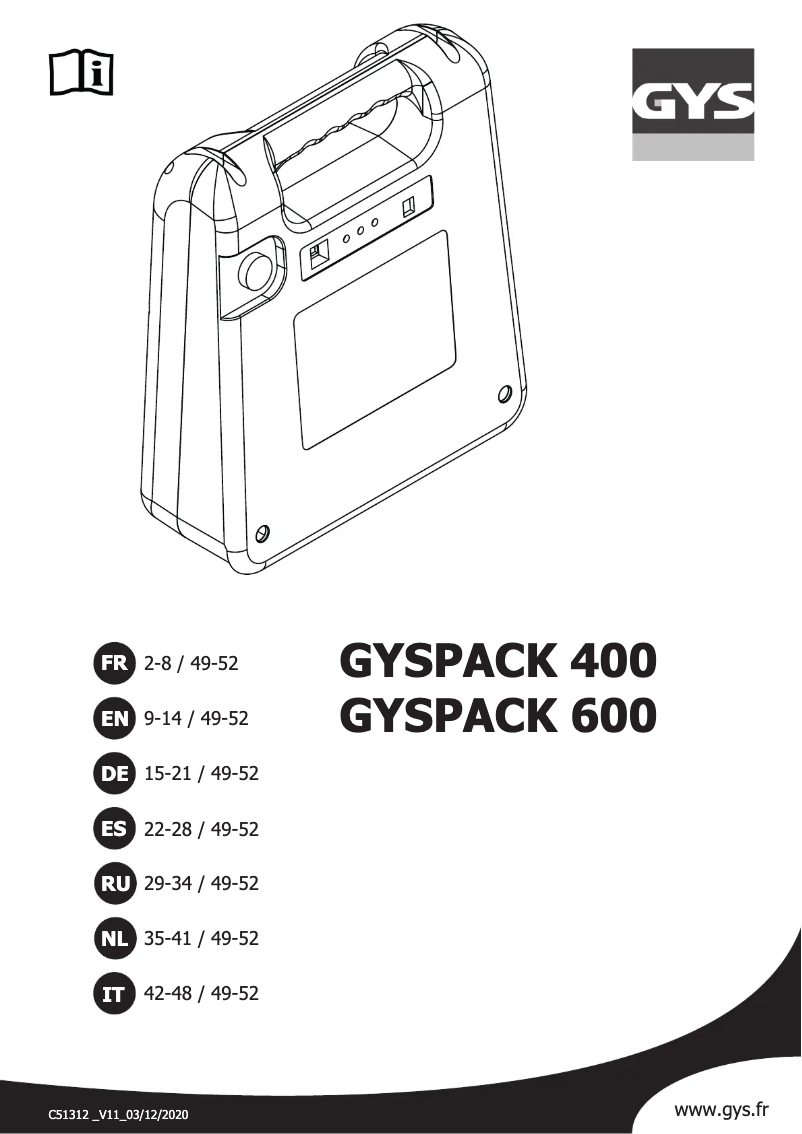 Página nº 1 - Manual de usuario GYS Gyspack 400