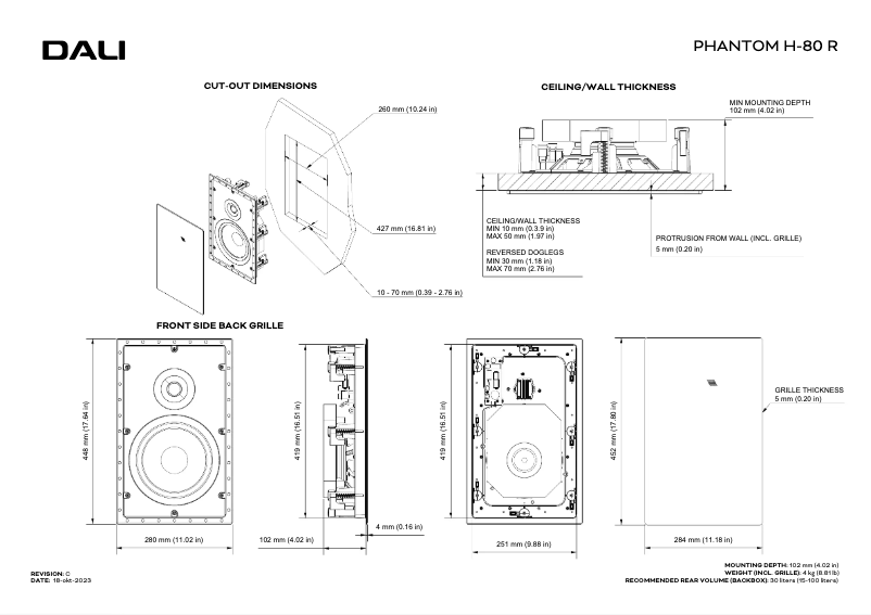 Página 1 del manual Dibujo técnico Dali Phantom H-80 R