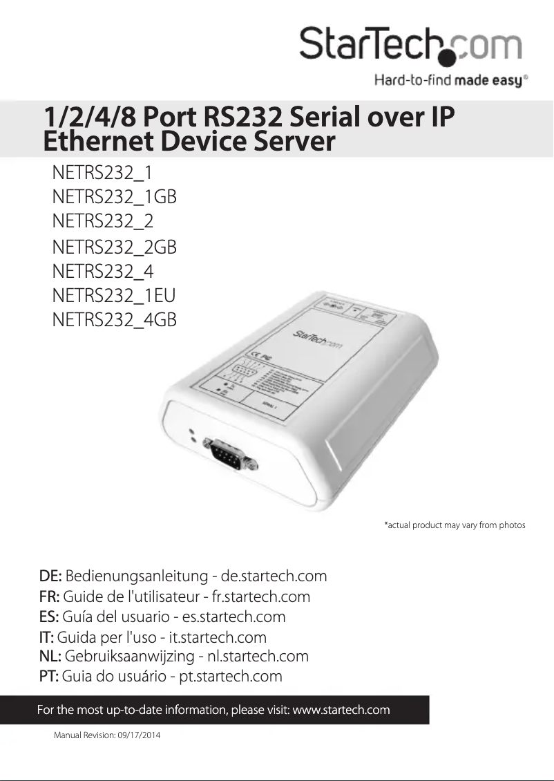 Imagen de la primera página del manual del dispositivo NETRS232_1EU