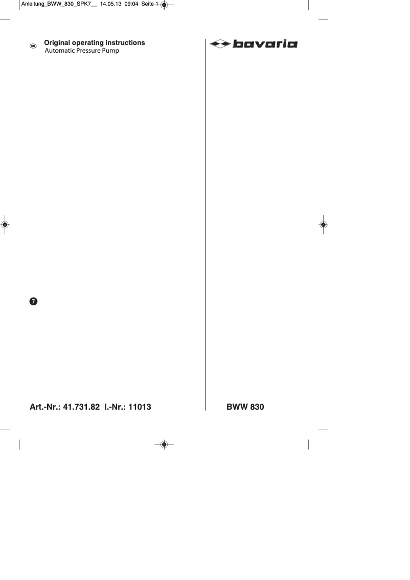 Página nº 1 - Manual de usuario Bavaria BWW 830