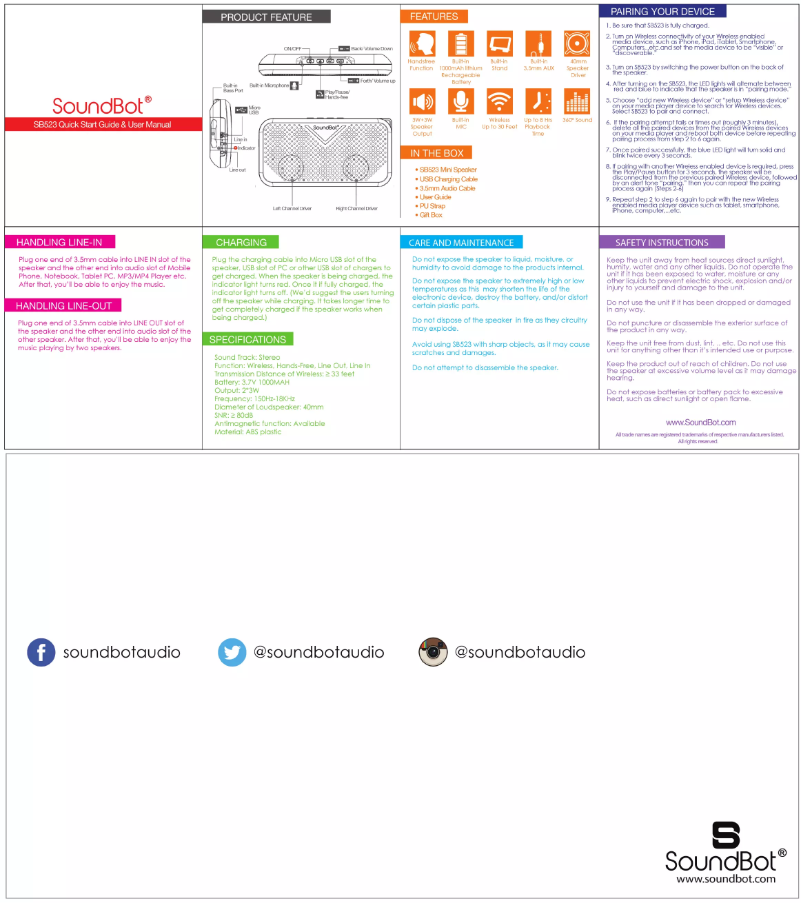 Imagen de la primera página del manual del dispositivo SB523