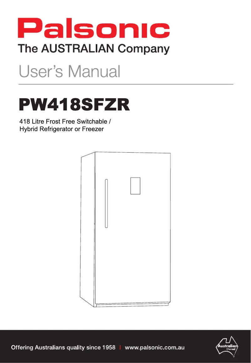 Imagen de la primera página del manual del dispositivo PW418SFZR