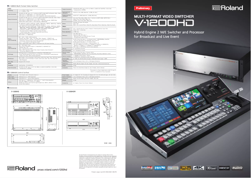 Imagen de la primera página del manual del dispositivo V-1200HD