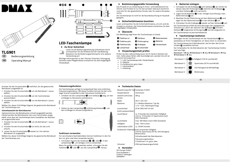 Página 1 del manual Manual de usuario Olympia TLG 901