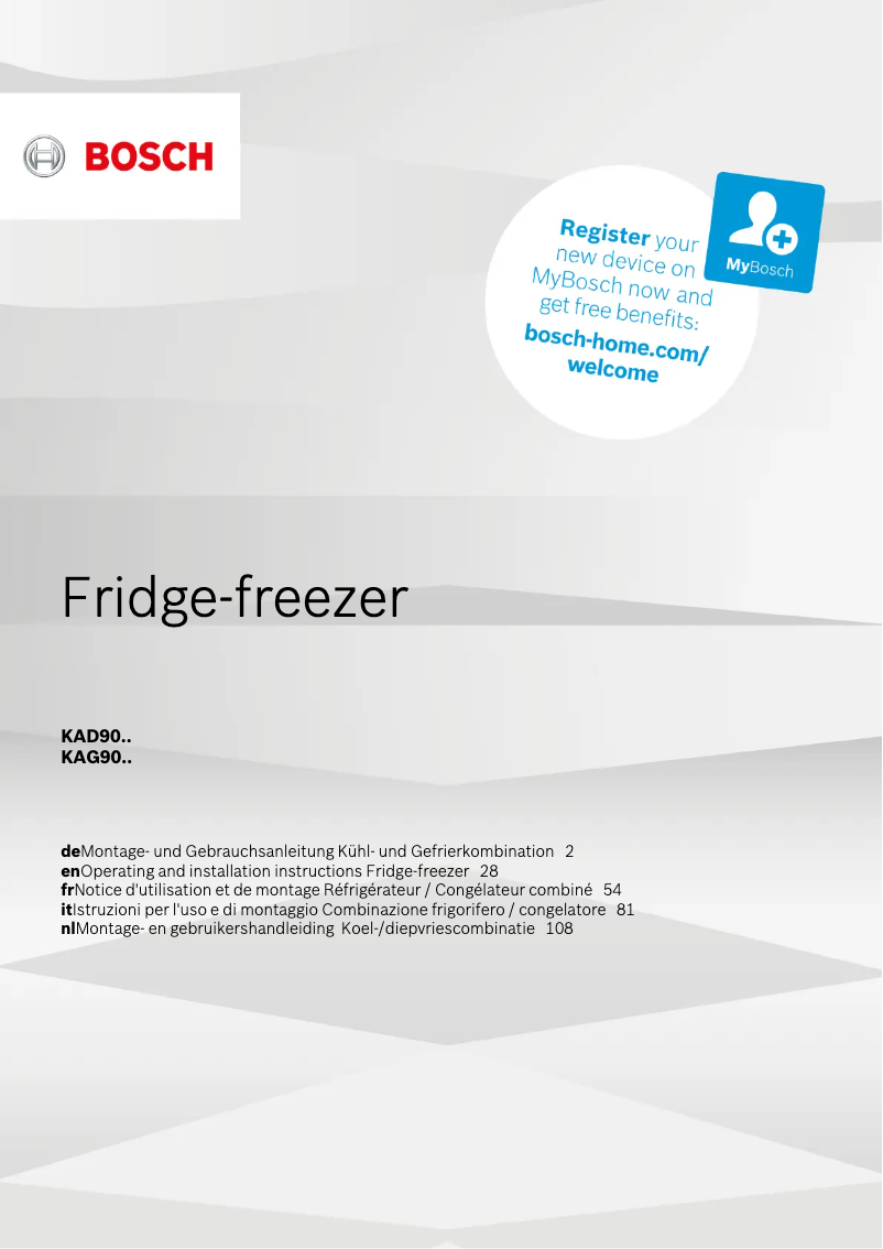 Página nº 1 - Guía de instalación Bosch KAD90VB20