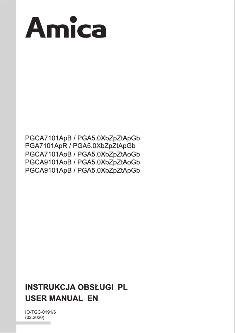 Página nº 1 - Manual de usuario Amica PGCA7101AoB