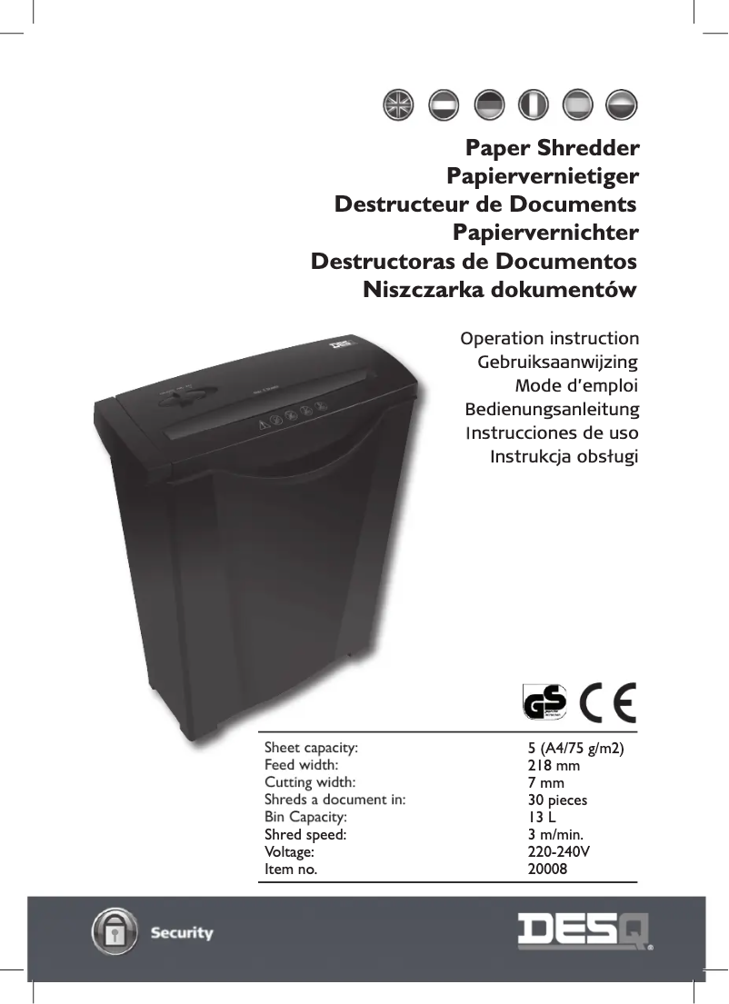 Imagen de la primera página del manual del dispositivo 20008