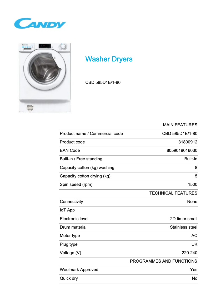 Imagen de la primera página del manual del dispositivo CBD 585D1E/1-80