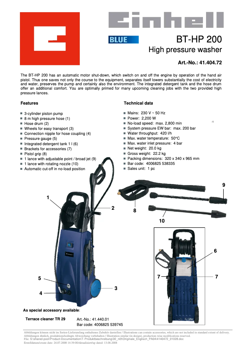 Página nº 1 - Manual de usuario Einhell BT-HP 200