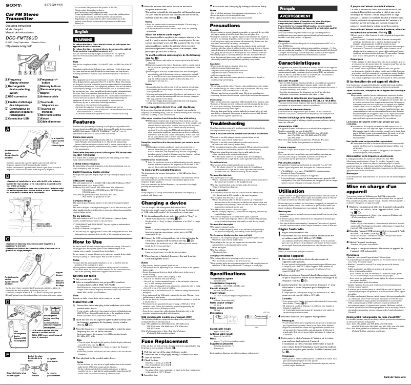 Imagen de la primera página del manual del dispositivo DCC-FMT50UD