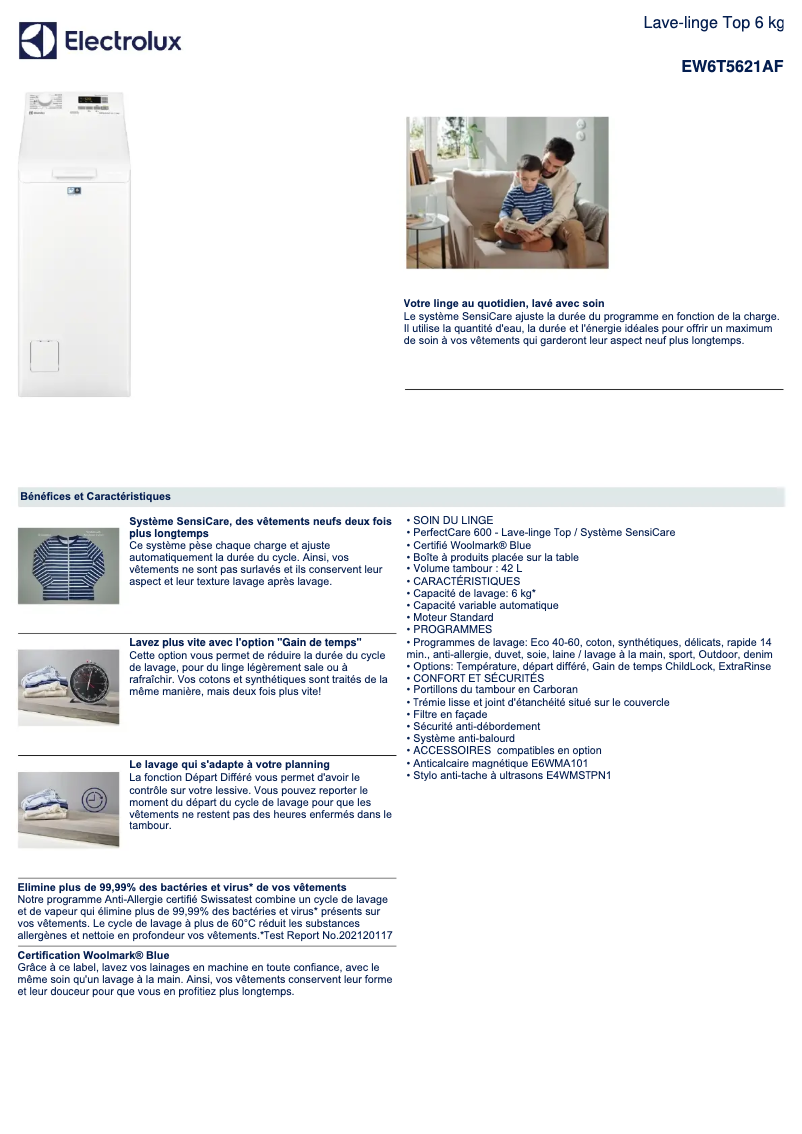 Imagen de la primera página del manual del dispositivo EW6T5621AF