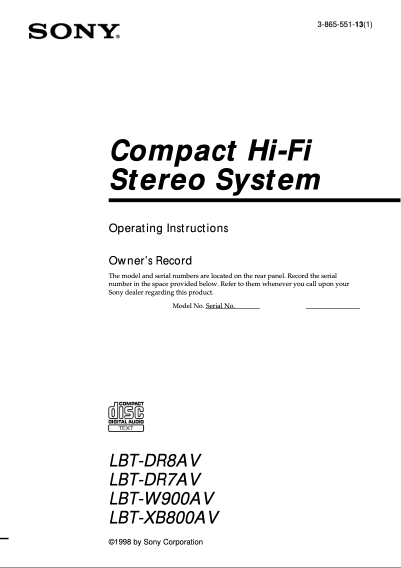 Imagen de la primera página del manual del dispositivo LBT-W900AV