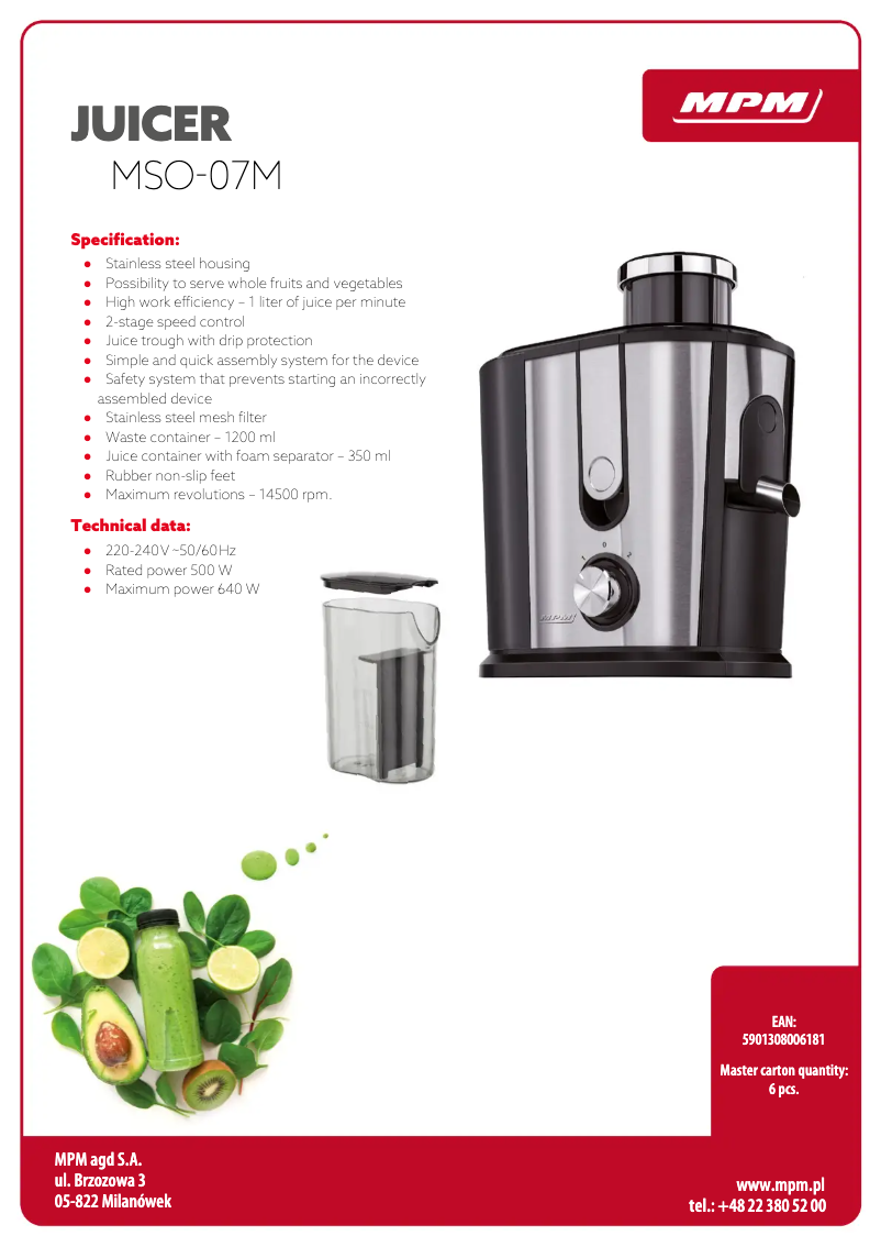 Imagen de la primera página del manual del dispositivo MSO-07M