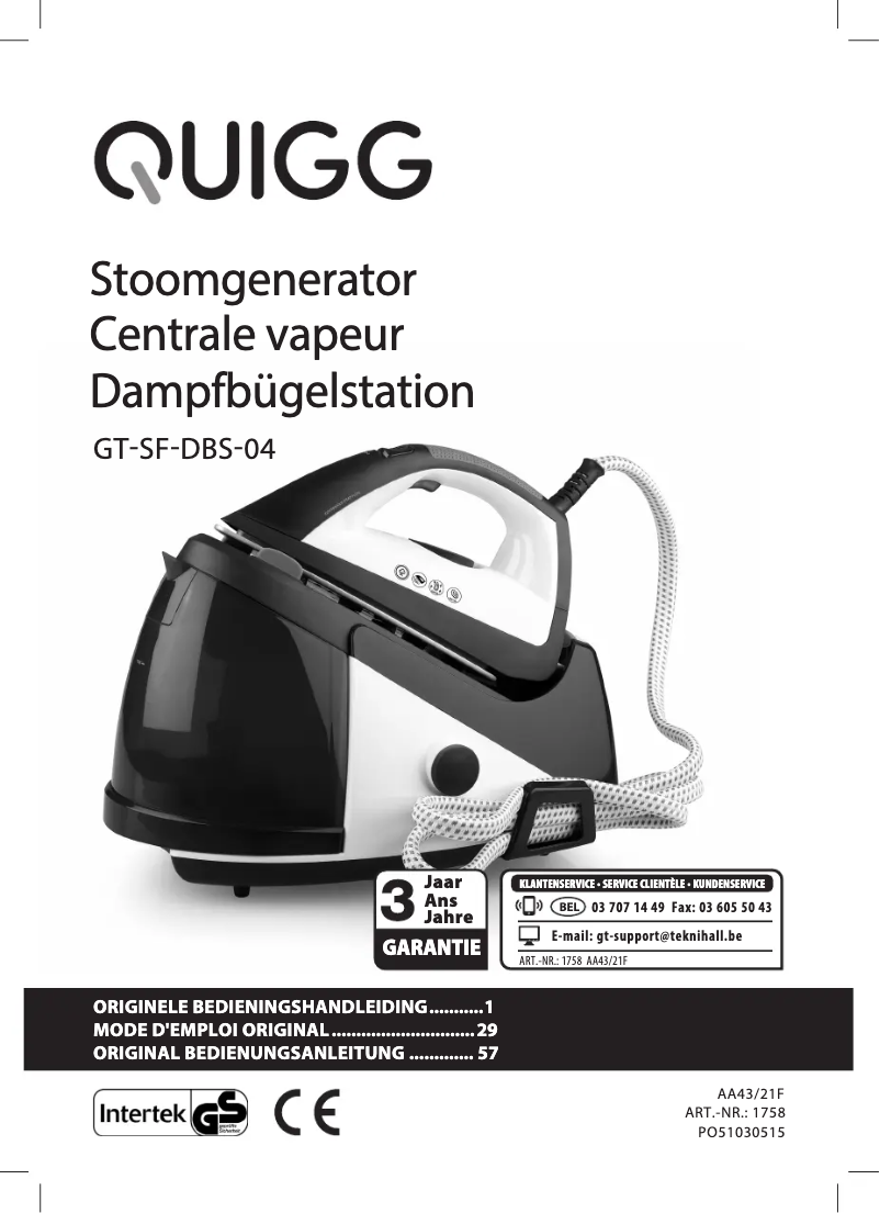 Página 1 del manual Manual de usuario Quigg GT-SF-DBS-04