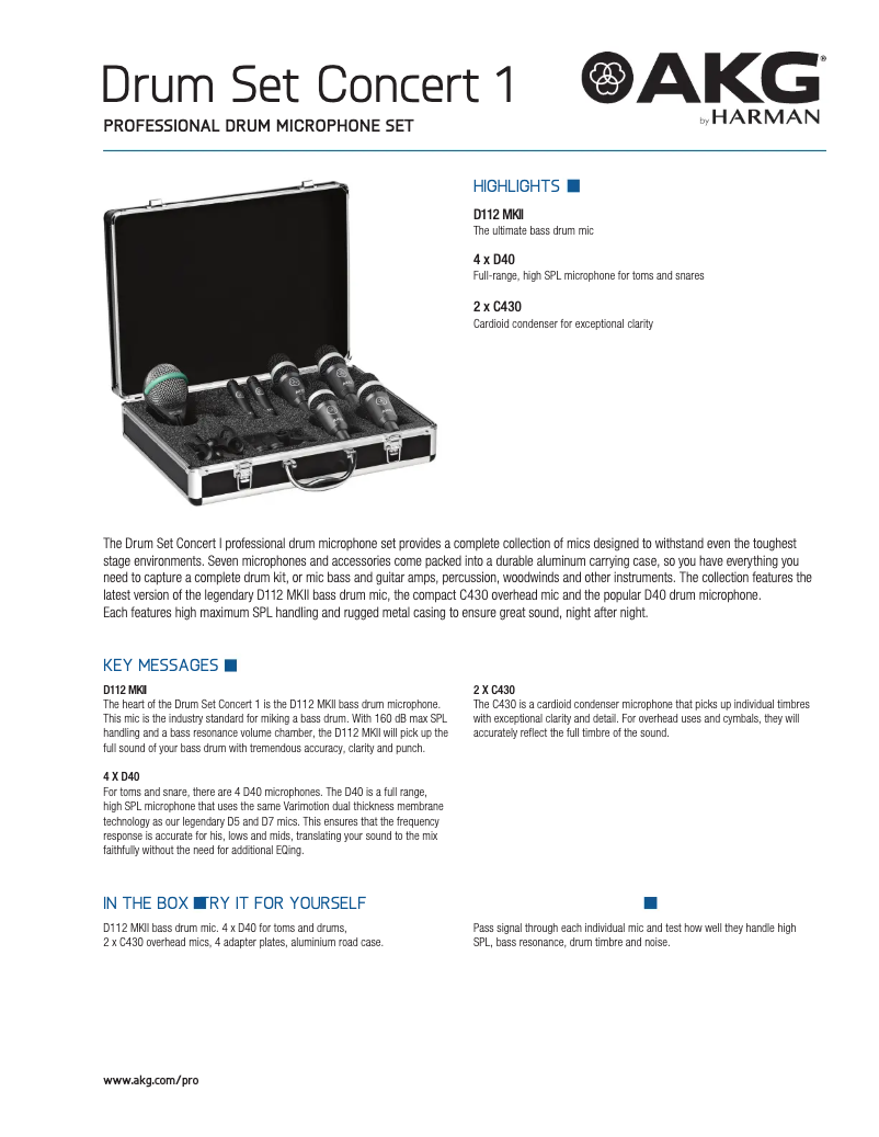 Imagen de la primera página del manual del dispositivo Drum Set Concert I