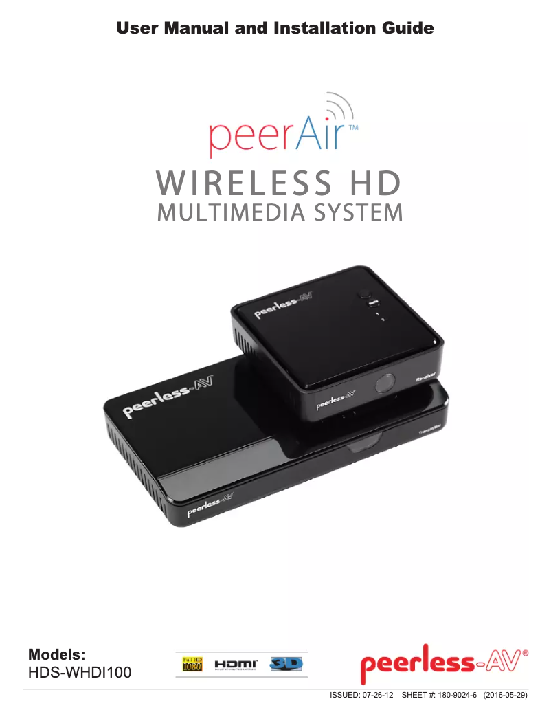 Página 1 del manual Manual de usuario Peerless-AV HDS-WHDI100