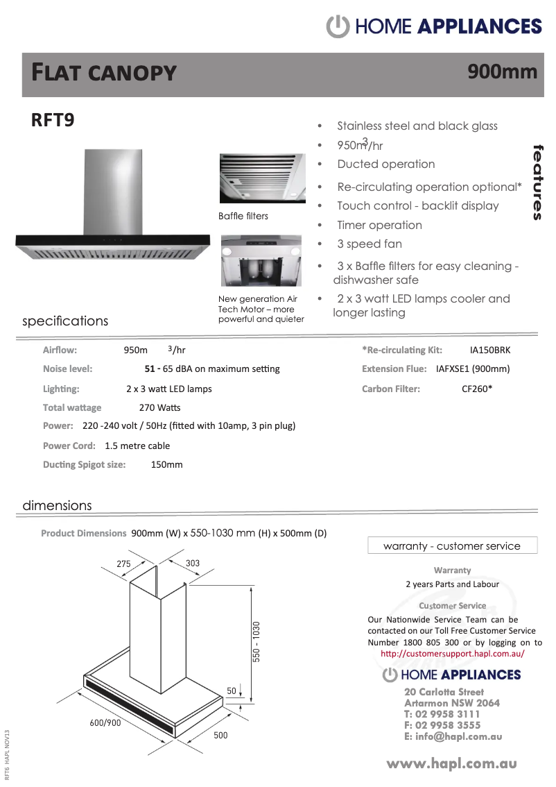 Página 1 del manual Ficha técnica Baumatic RFT9