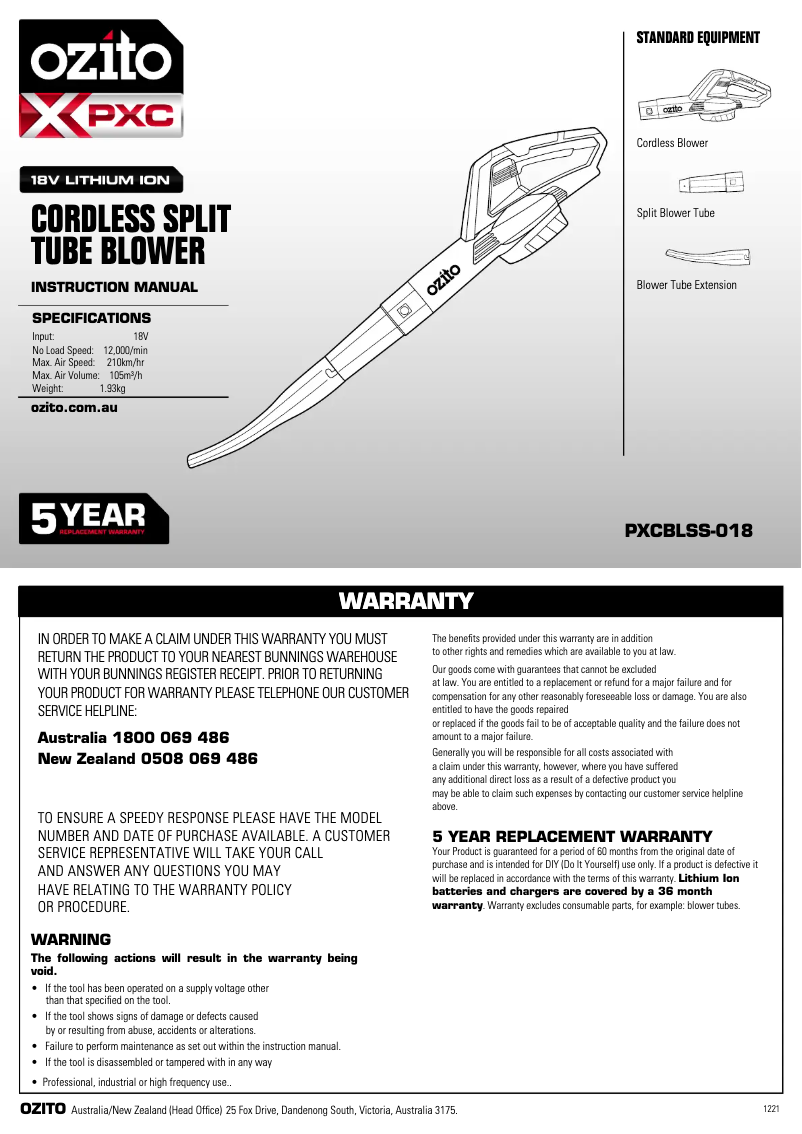 Página 1 del manual Manual de usuario Ozito PXBEK-418