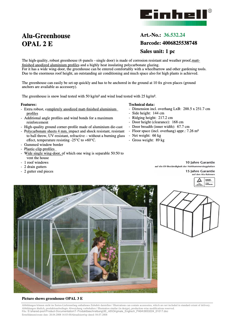 Imagen de la primera página del manual del dispositivo OPAL 2 E