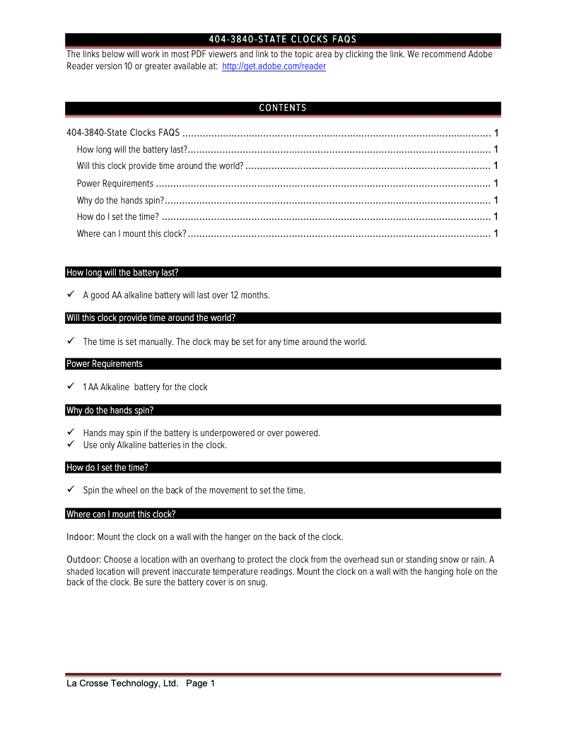 Página 1 del manual Preguntas frecuentes La Crosse Technology 404-3840TX