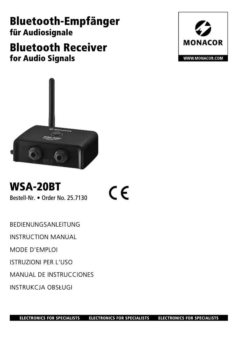 Imagen de la primera página del manual del dispositivo WSA-20BT