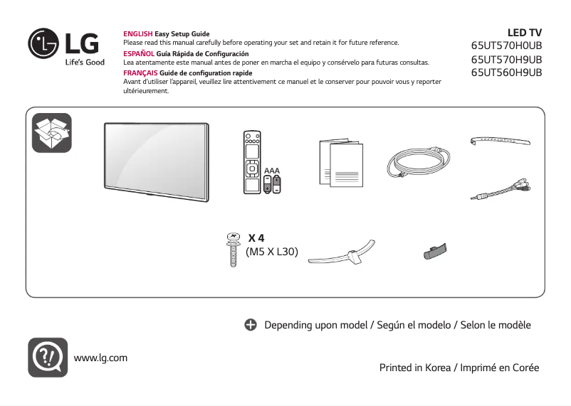 Imagen de la primera página del manual del dispositivo 65UT560H