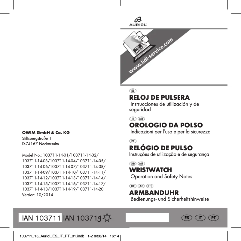 Página 1 del manual Manual de usuario Auriol IAN 103711