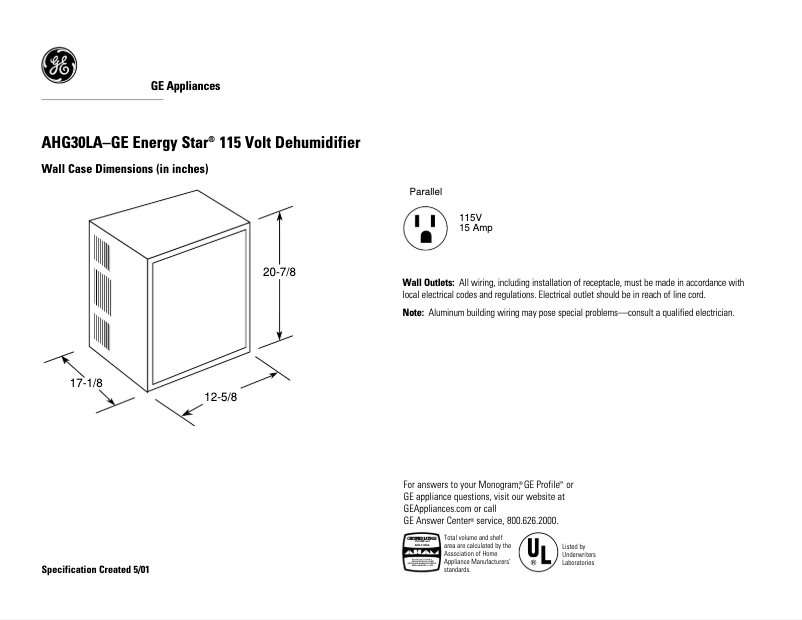Imagen de la primera página del manual del dispositivo AHG30LB