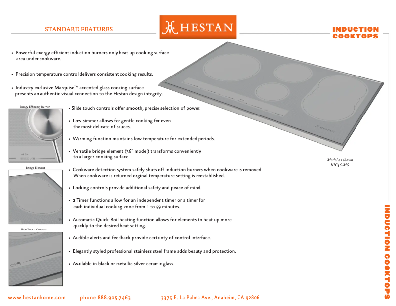 Página 1 del manual Ficha técnica Hestan KIC30-MS